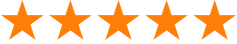 Five orange stars in a row representing a five-star rating for Smith Family Dentistry.